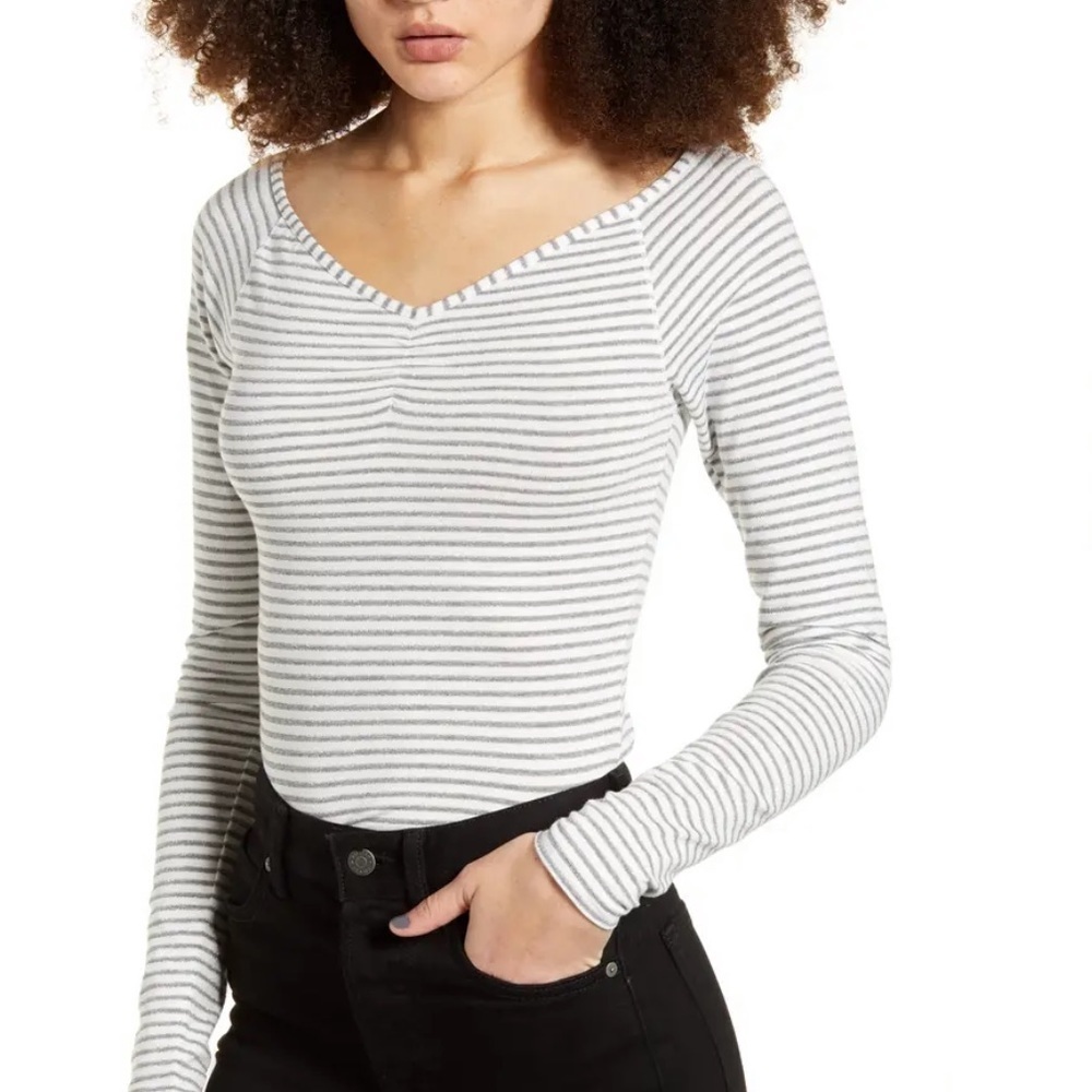 BP•Nordstrom Metallic Stripe Top